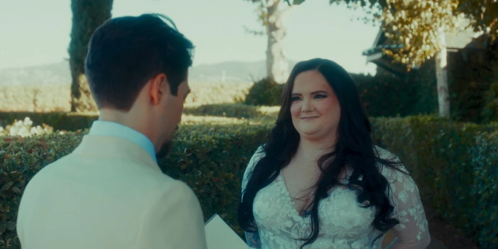 Cinematic wedding moment captured in a Temecula vineyard during golden hour ? wide frame by Tideus Media
